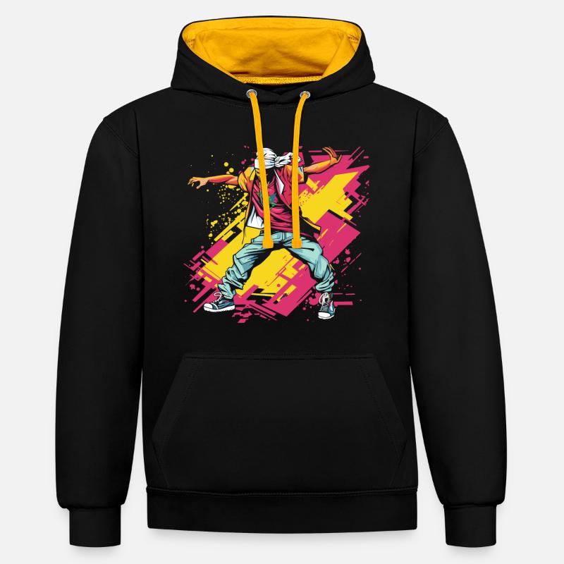 Breakdancer Graffiti - Sweat à capuche contrasté - noir/or