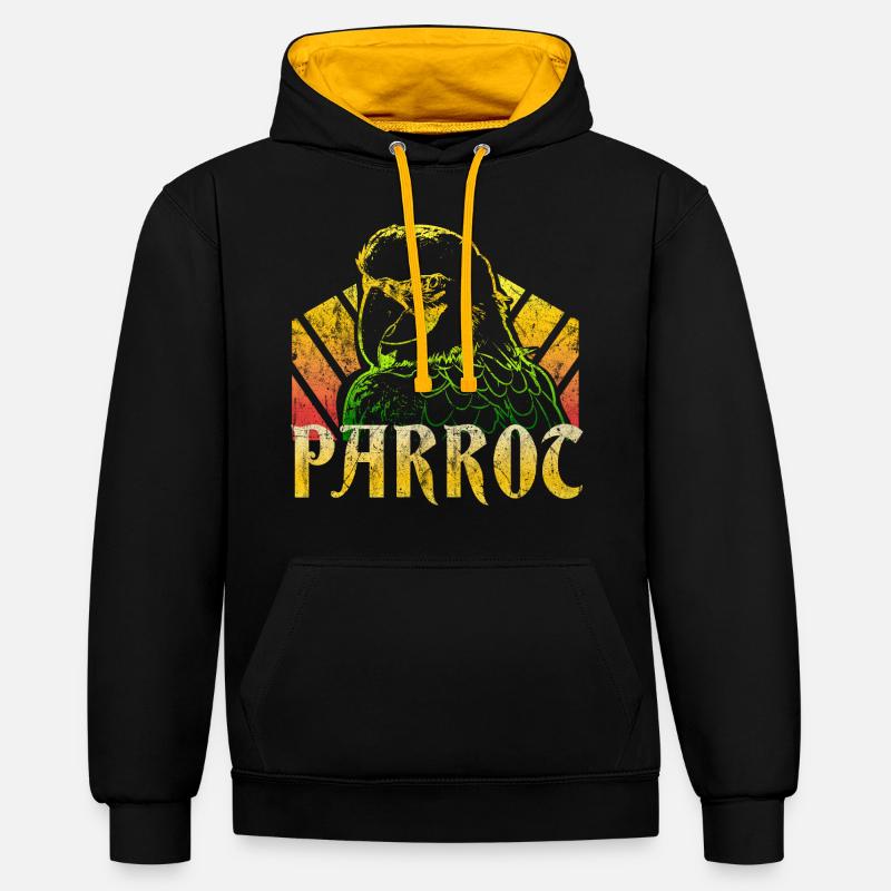 perroquet - Sweat à capuche contrasté - noir/or