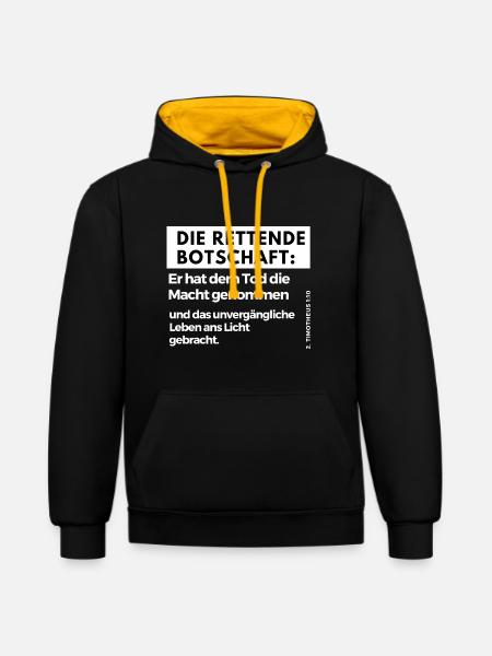 Die rettende Botschaft: - Kontrast-Hoodie - Schwarz/Gold