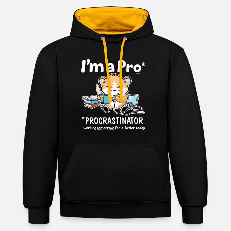 Procrastinateur - Sweat à capuche contrasté - noir/or