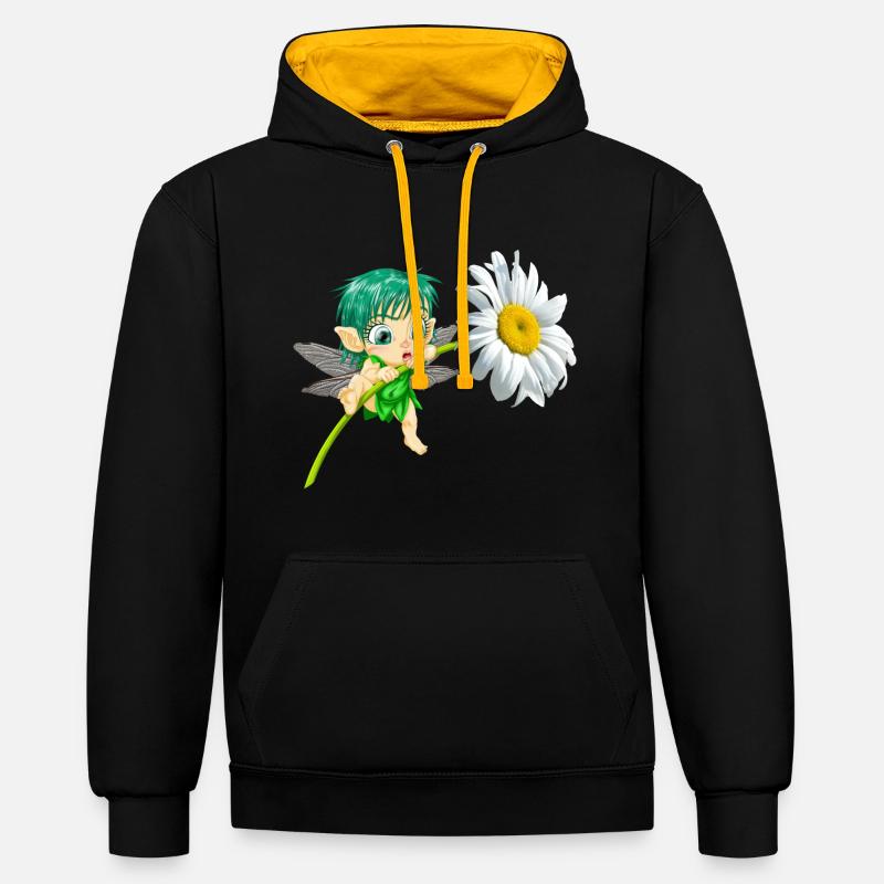 BÉBÉ FÉE - Sweat à capuche contrasté - noir/or