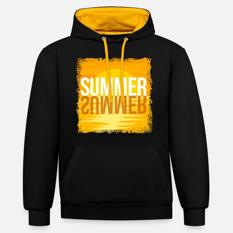 été2 - Sweat à capuche contrasté - noir/or
