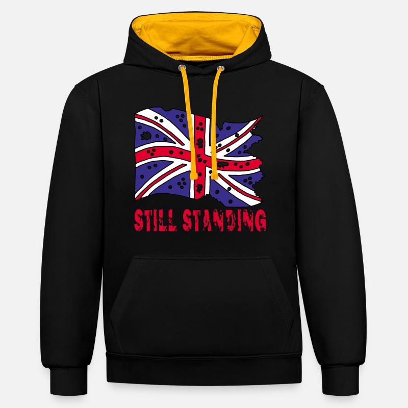 Drapeau anglais déchiré - Sweat à capuche contrasté - noir/or