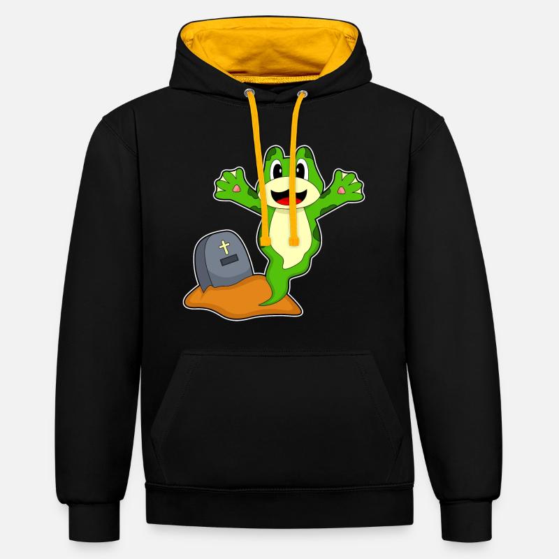 Tombe d’Halloween de grenouille - Sweat à capuche contrasté - noir/or