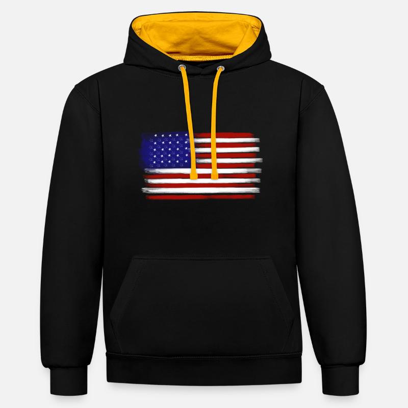 Drapeau américain - Sweat à capuche contrasté - noir/or