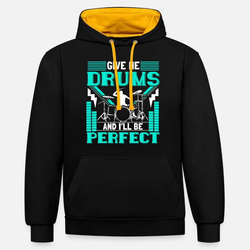 Drums Heavy Metal Drum Gift - Sweat à capuche contrasté - noir/or
