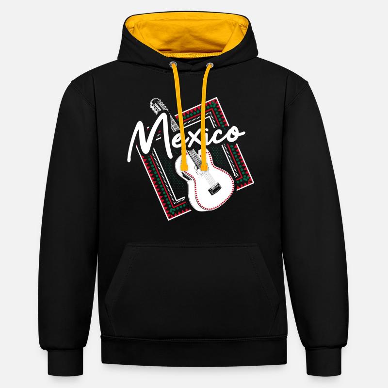 Fierté mexicaine du Mexique - Sweat à capuche contrasté - noir/or