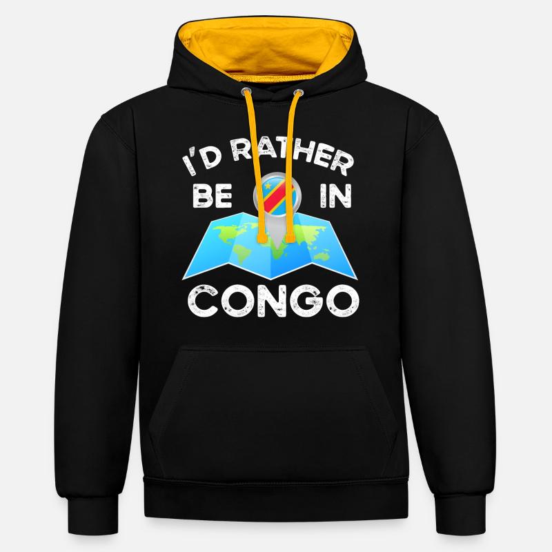 Congo - Sweat à capuche contrasté - noir/or