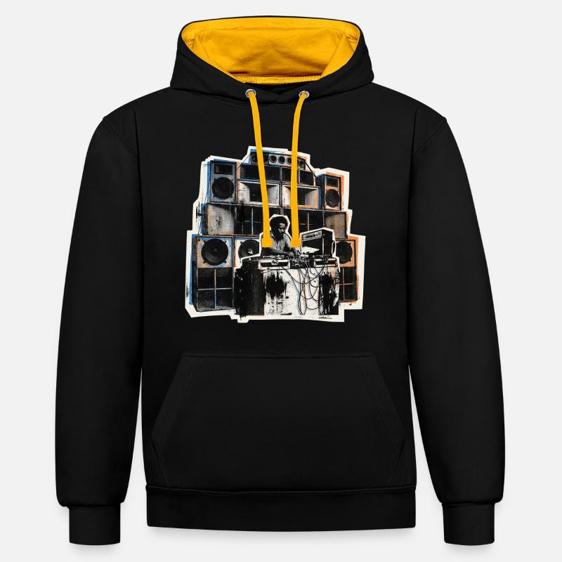 Dub Reggae Soundsystem Roots - Kontrast-Hoodie - Schwarz/Gold