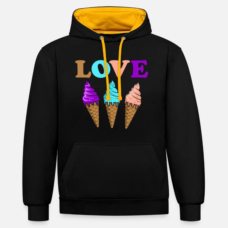 Crème glacée - Sweat à capuche contrasté - noir/or