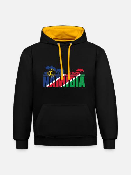 Namibia Afrika Shirt Geschenkidee - Kontrast-Hoodie - Schwarz/Gold