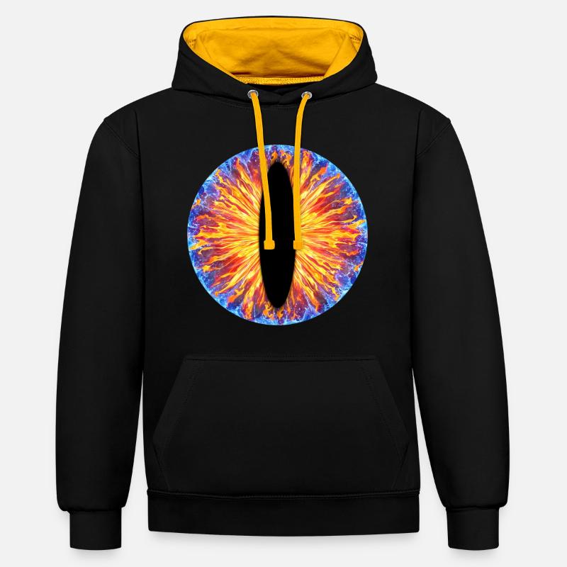 Oeil dragon - Feu et eau - Sweat à capuche contrasté - noir/or