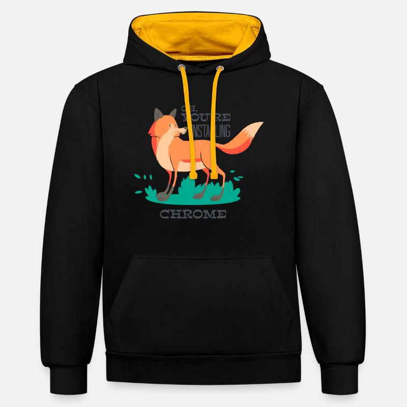 Fuchs-Chrome,Firefox Netz Browser Internet www - Kontrast-Hoodie - Schwarz/Gold