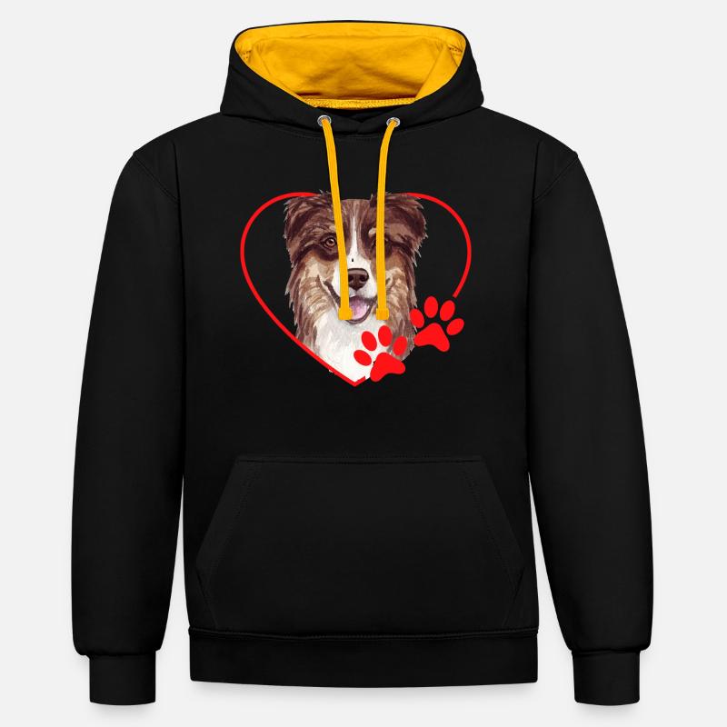 Berger australien dans Coeur - Sweat à capuche contrasté - noir/or