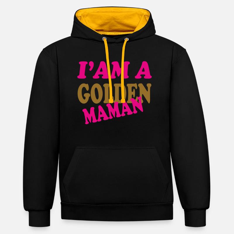 GOLDEN MAMAN - Sweat à capuche contrasté - noir/or