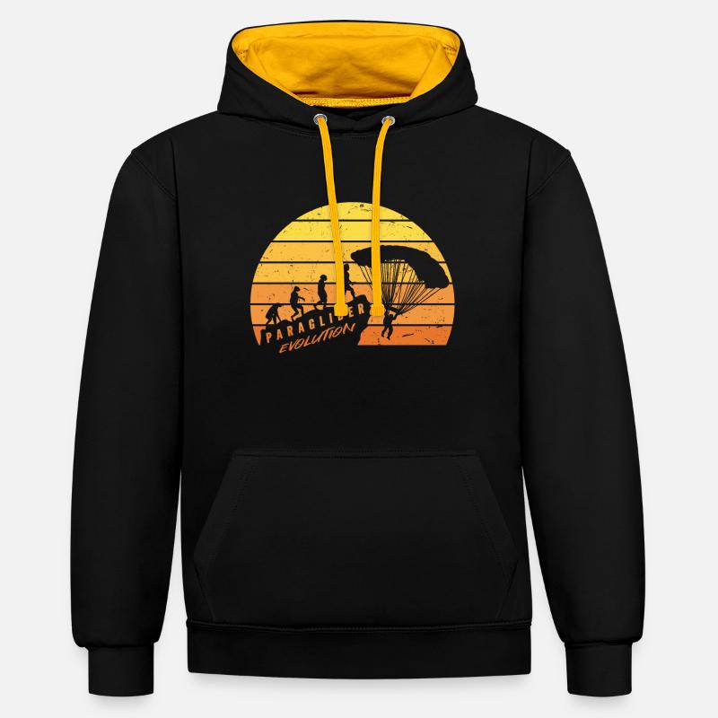Paraglider Evolution Gleitschirmfliegen - Kontrast-Hoodie - Schwarz/Gold