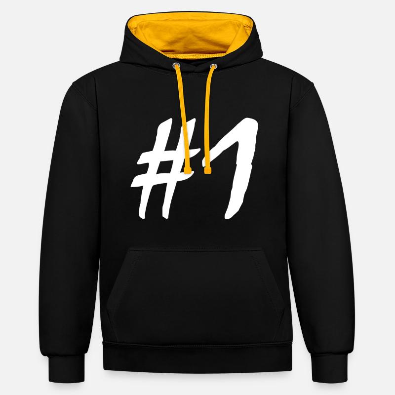 #1 - Sweat à capuche contrasté - noir/or