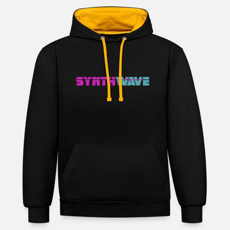 Synthwave - Sweat à capuche contrasté - noir/or