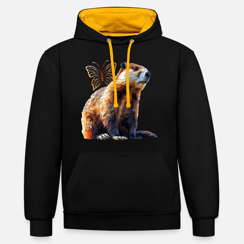 Castor - Sweat à capuche contrasté - noir/or