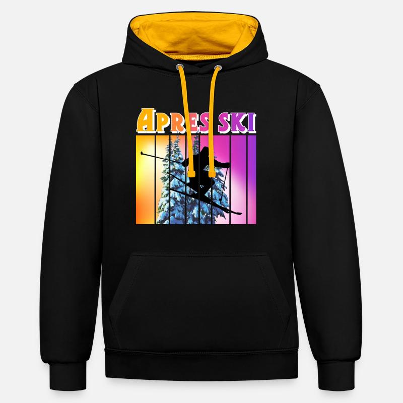Apres ski - Sweat à capuche contrasté - noir/or