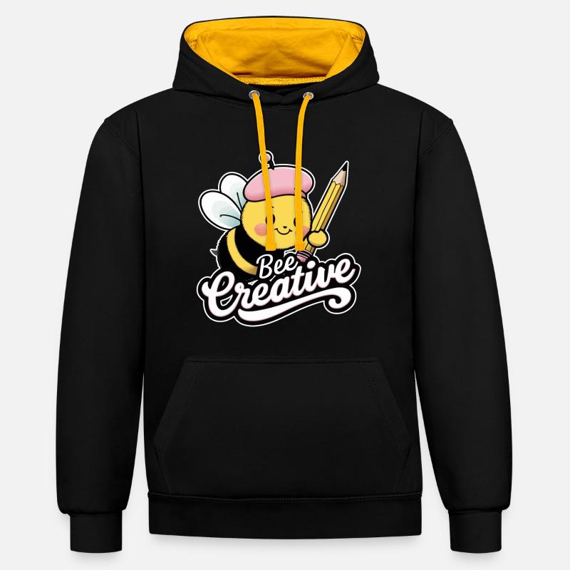 abeille créative abeille soyez créatif - Sweat à capuche contrasté - noir/or
