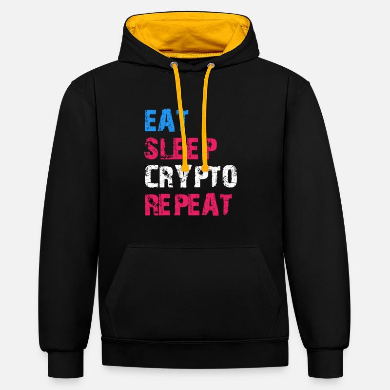 MANGER DORMIR CRYPTO RÉPÉTER - Sweat à capuche contrasté - noir/or