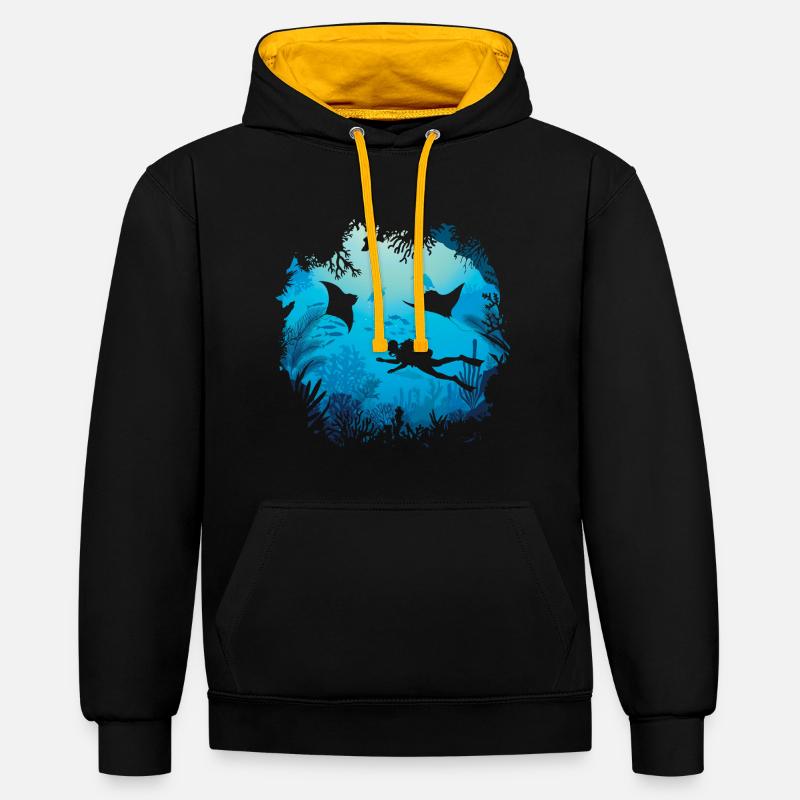 Plongée océanique - Sweat à capuche contrasté - noir/or