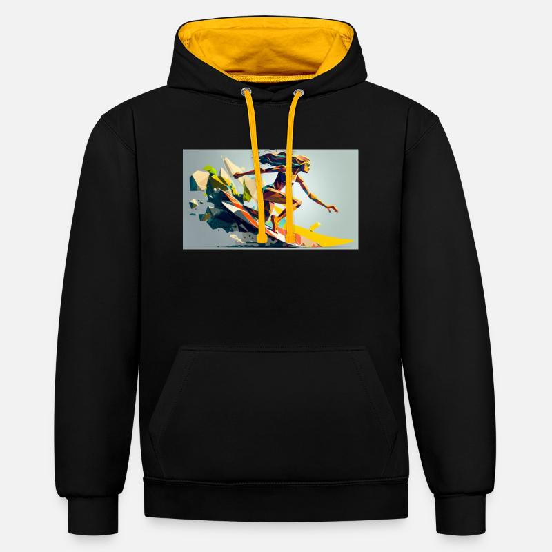 Surfeuse - Sweat à capuche contrasté - noir/or