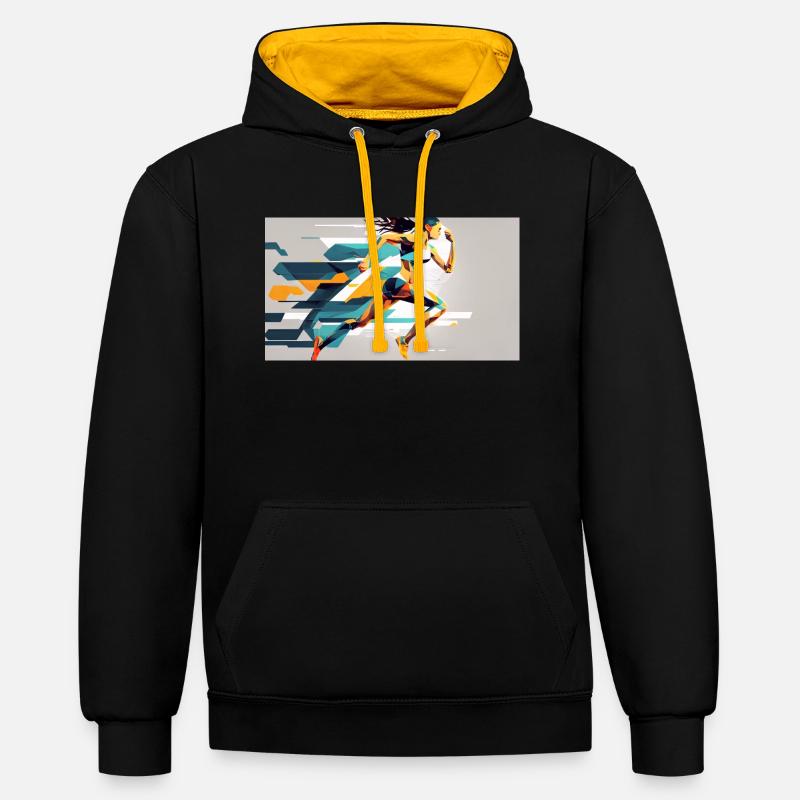 Sprinter - Sweat à capuche contrasté - noir/or