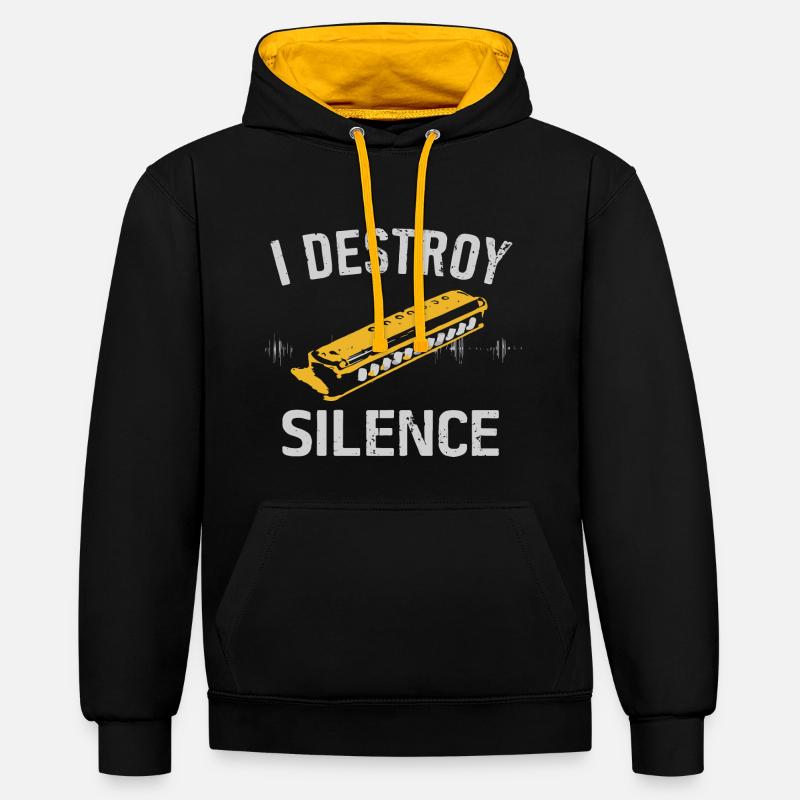 Cadeau clavier Keytar - Sweat à capuche contrasté - noir/or