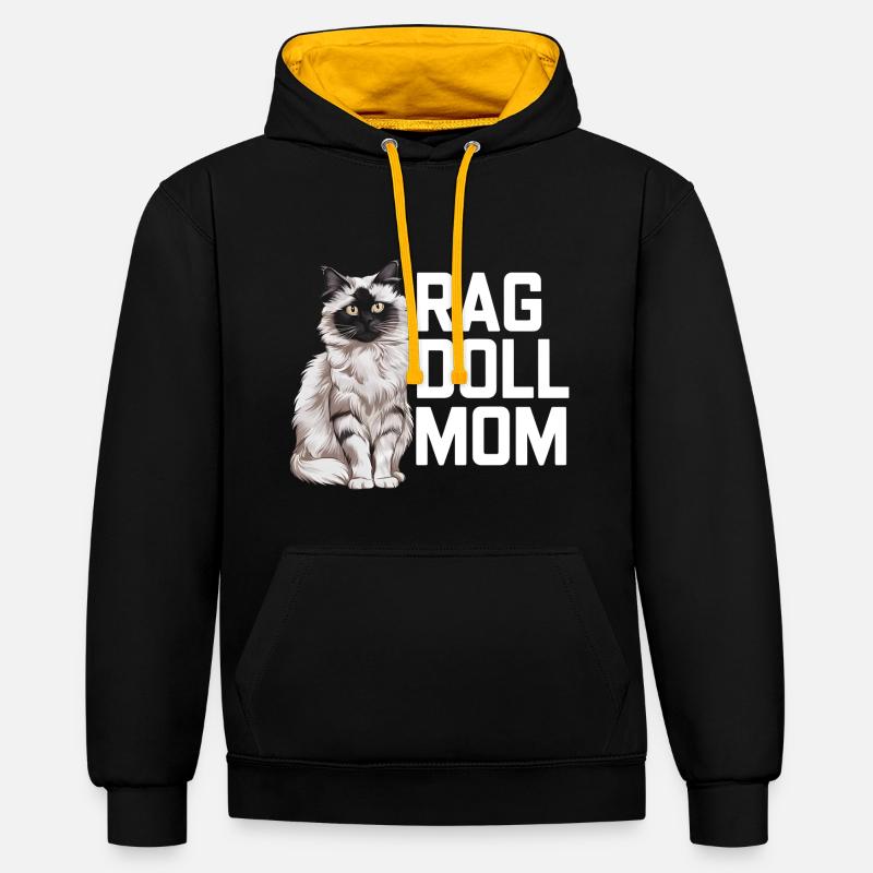 Katze Ragdoll Geschenk - Kontrast-Hoodie - Schwarz/Gold
