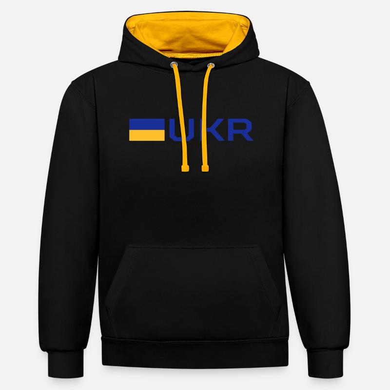 Drapeau de l’Ukraine - Sweat à capuche contrasté - noir/or