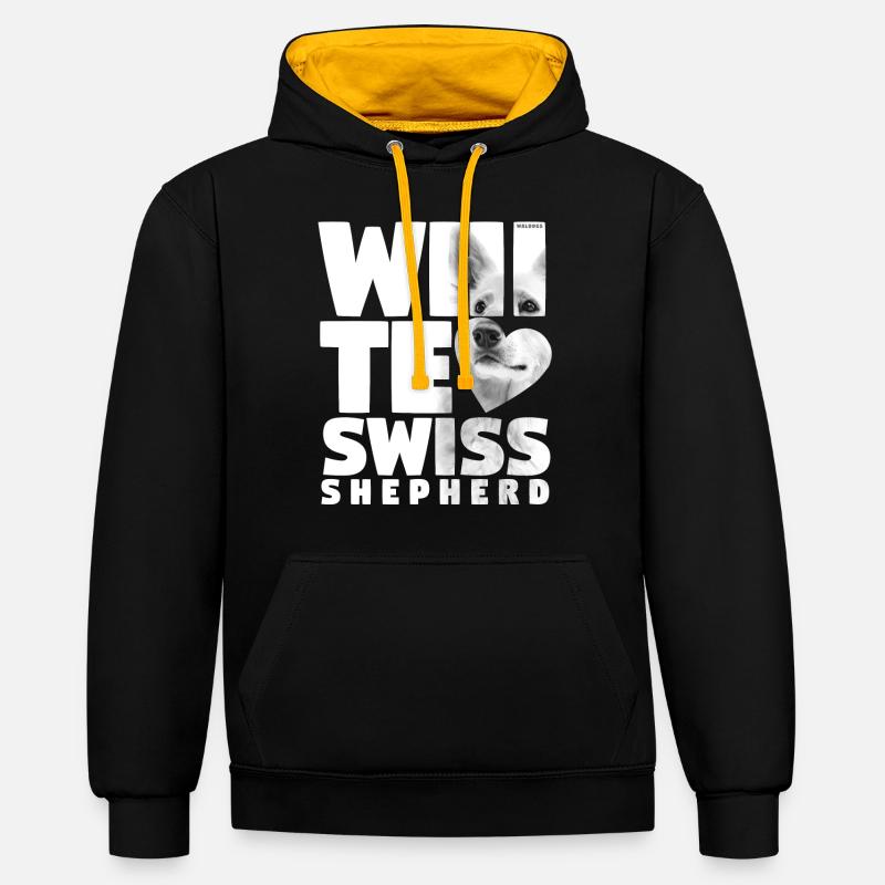 Blanc Suisse NASSU V - Sweat à capuche contrasté - noir/or