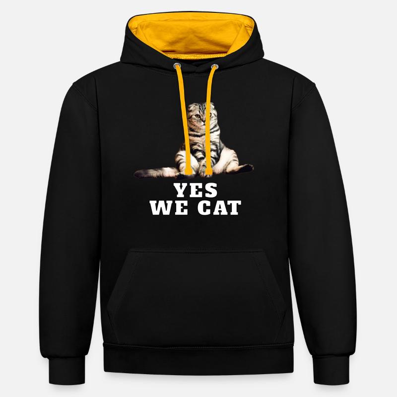 Katze – Oui nous chat - Sweat à capuche contrasté - noir/or
