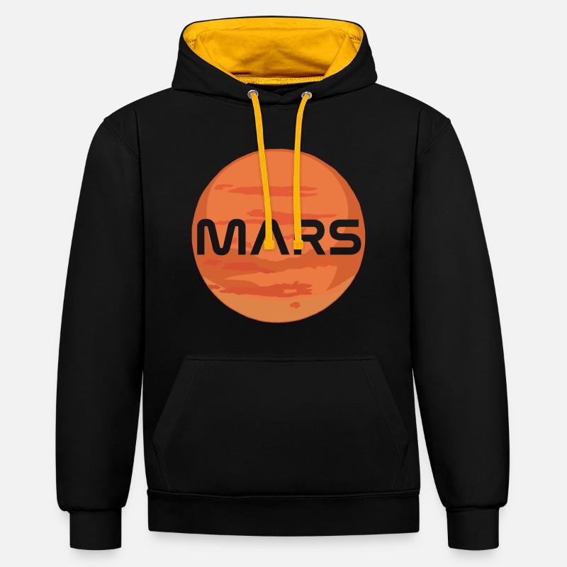 Planète Mars - Sweat à capuche contrasté - noir/or