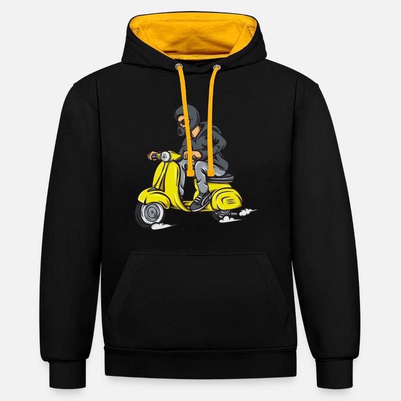 Pilote de scooter masqué en sweat à capuche - Sweat à capuche contrasté - noir/or