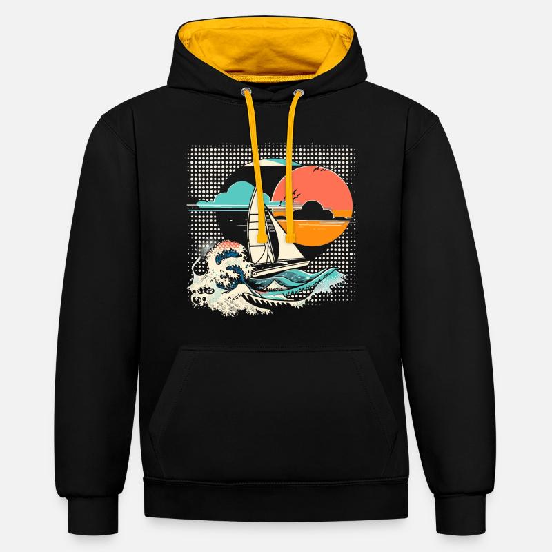 Dessin animé sur la voile - Sweat à capuche contrasté - noir/or