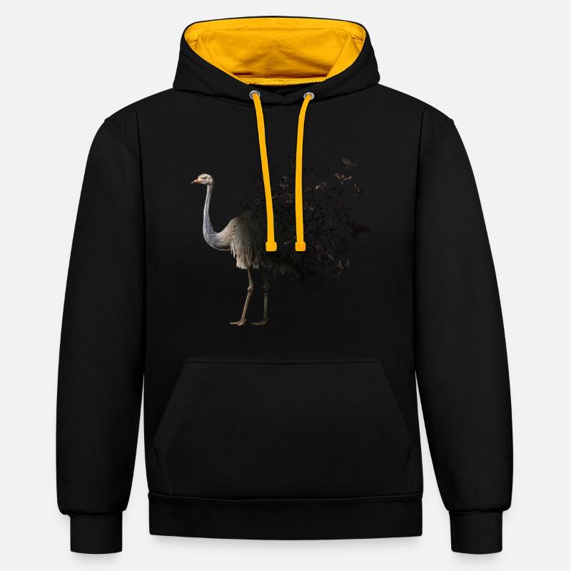 Autruche - Sweat à capuche contrasté - noir/or