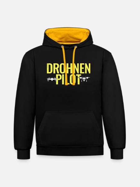 Drohnen Pilot - Kontrast-Hoodie - Schwarz/Gold