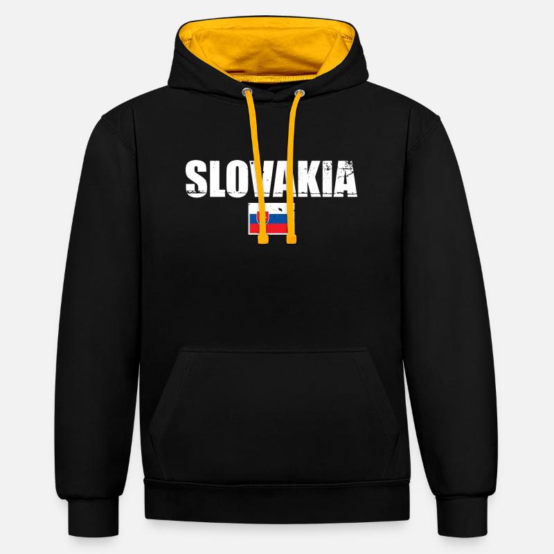 Slovaquie Slovaquie Drapeau slovaque Slovaque - Sweat à capuche contrasté - noir/or