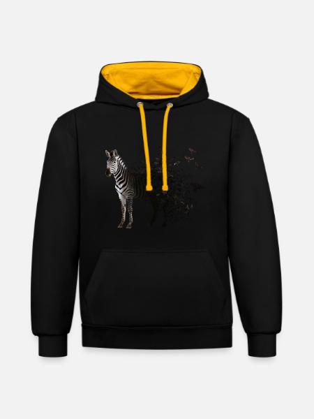 Zebra - Contrast hoodie - black/gold