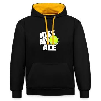 Sport - Kontrast-Hoodie - Schwarz/Gold - Vorne - Anna (173cm) & Nico (186cm)