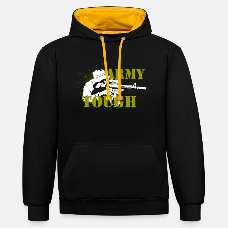 armée - Sweat à capuche contrasté - noir/or