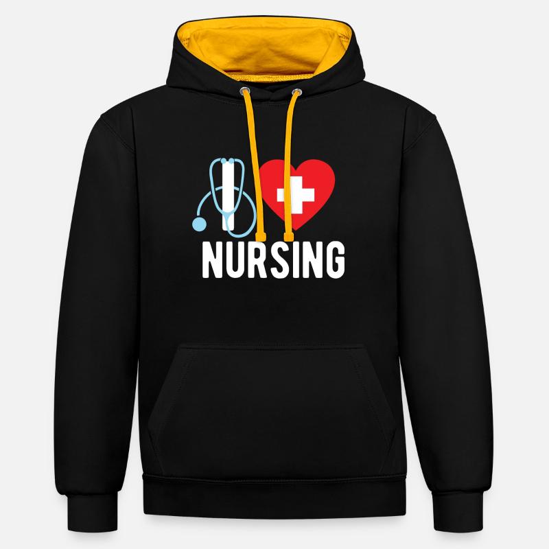 Infirmière / Infirmière Infirmière Cadeau - Sweat à capuche contrasté - noir/or