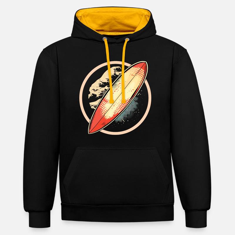Graphiques de planche de surf - Sweat à capuche contrasté - noir/or