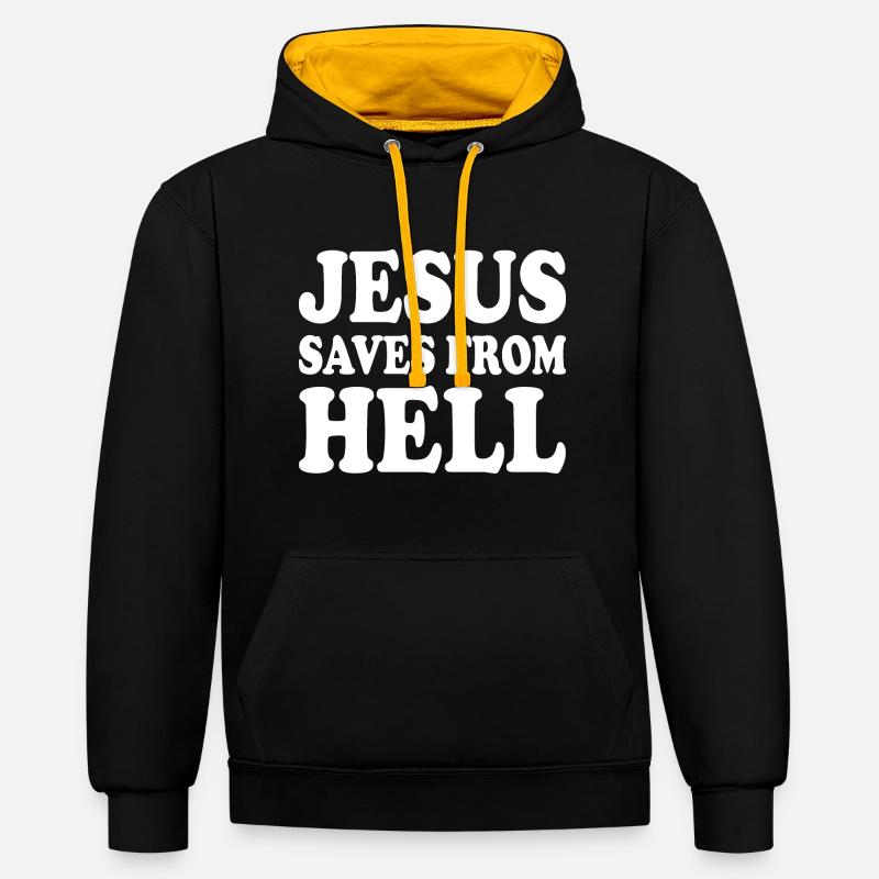 Jesus saves from hell - Sweat à capuche contrasté - noir/or