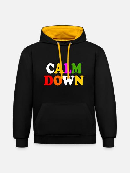 Calm down - Contrast hoodie - black/gold