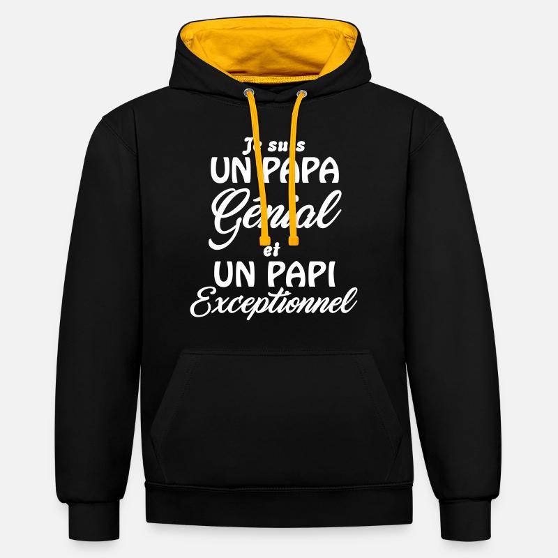 papa genial papi exceptionnel - Sweat à capuche contrasté - noir/or