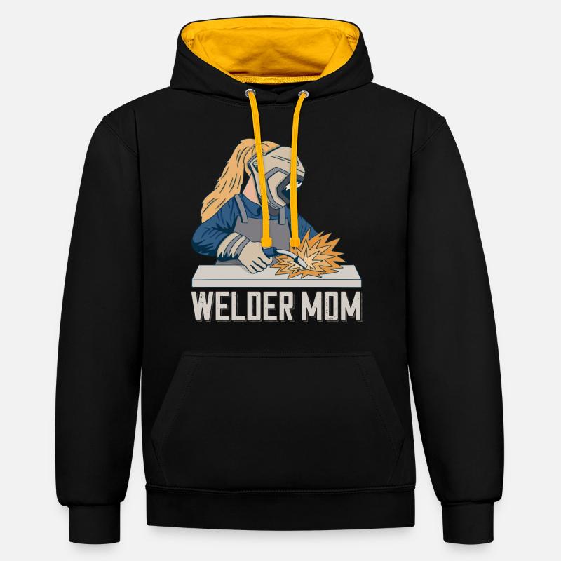 Welder Mama pour soudeurs et - Sweat à capuche contrasté - noir/or