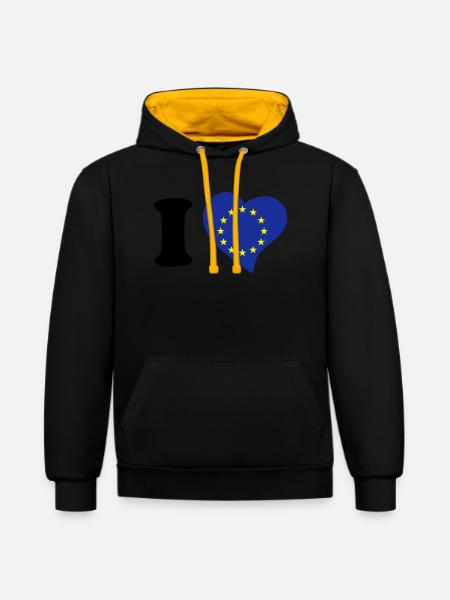 I love EU - Contrast hoodie - black/gold